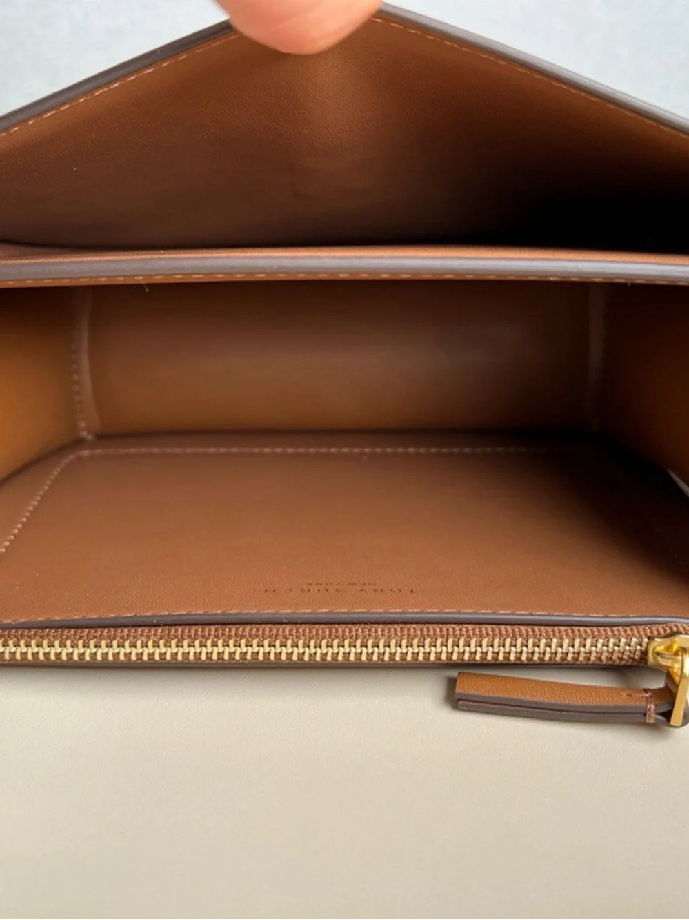 Tory Burch cream leather